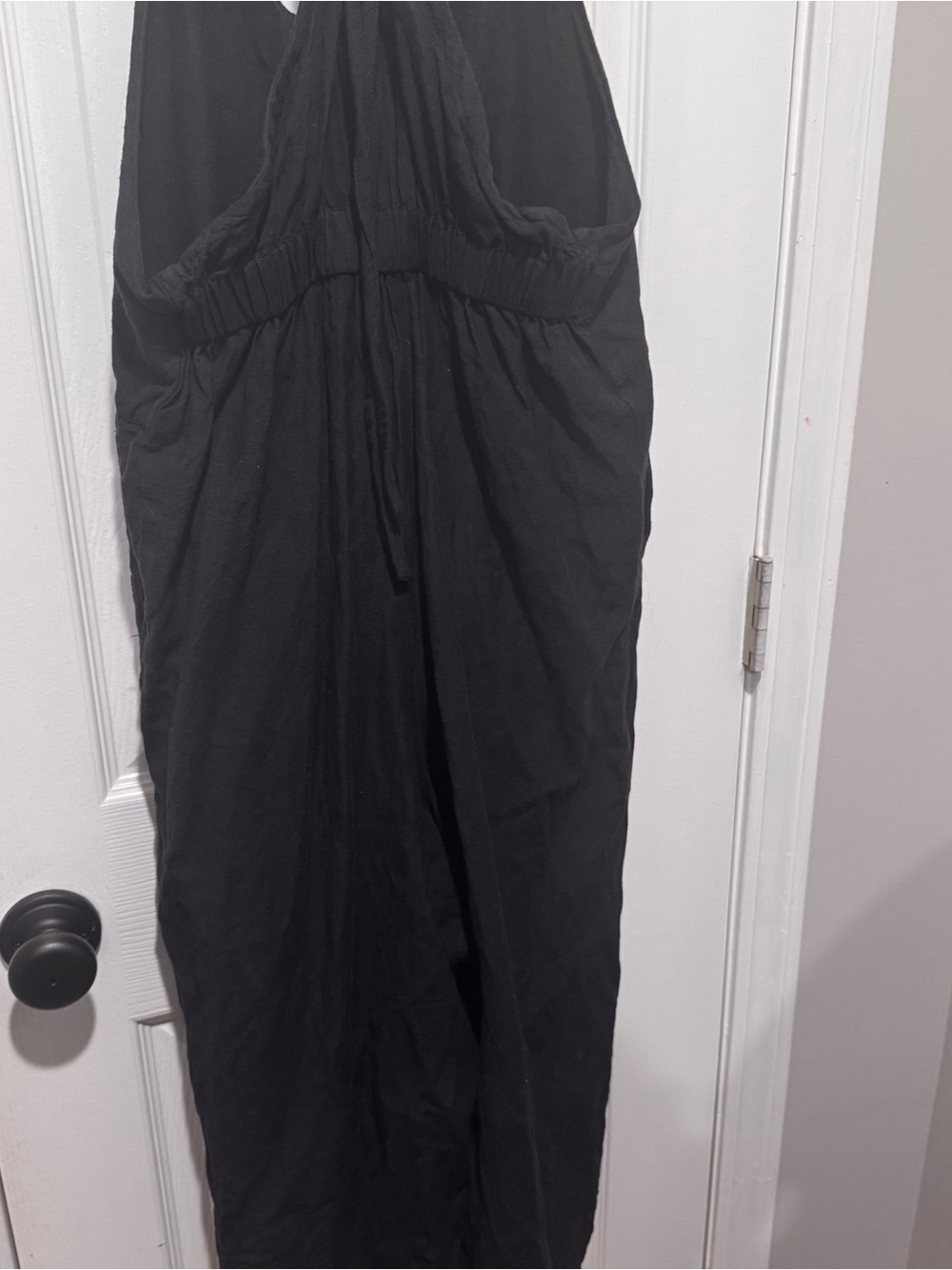 World Market Black Wide Leg Jumpsuit Sleeveless Racer Back Size Medium - Picture 4 of 6